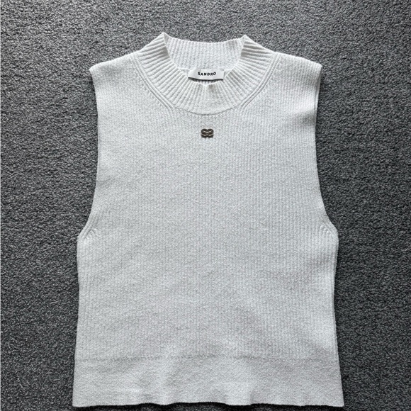 Sandro Tops - Sandro SS Logo Ribbed Sleeveless Turtleneck S